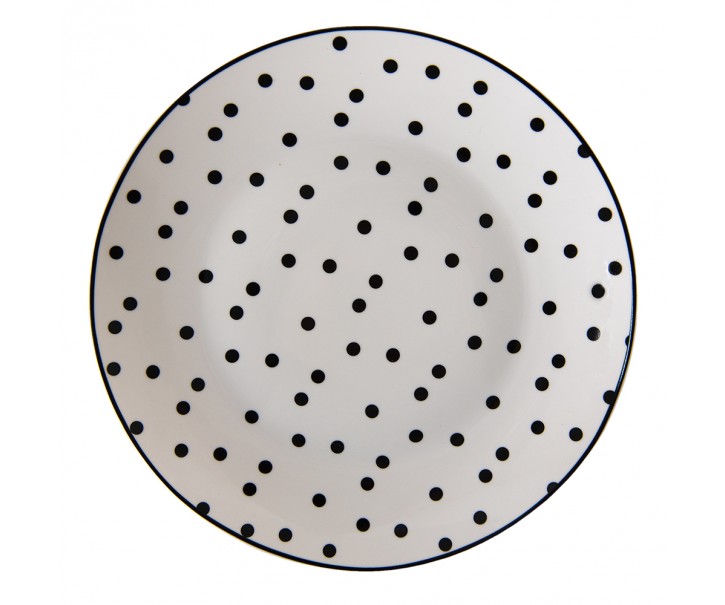 Porcelánový dezertní talířek s černými puntíky Black Dot - Ø 20*2 cm