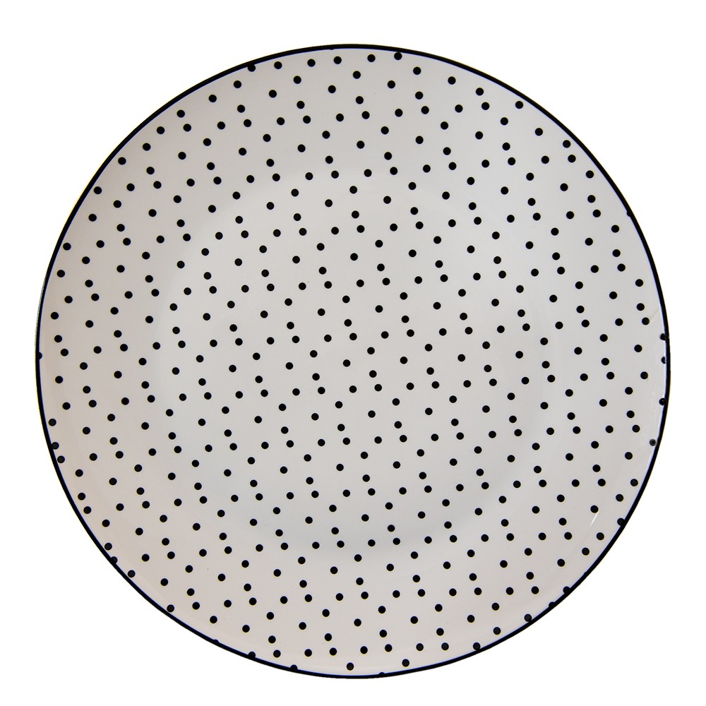 Porcelánový jídelní talíř s černými puntíky Black Dot - Ø  26*2 cm Clayre & Eef