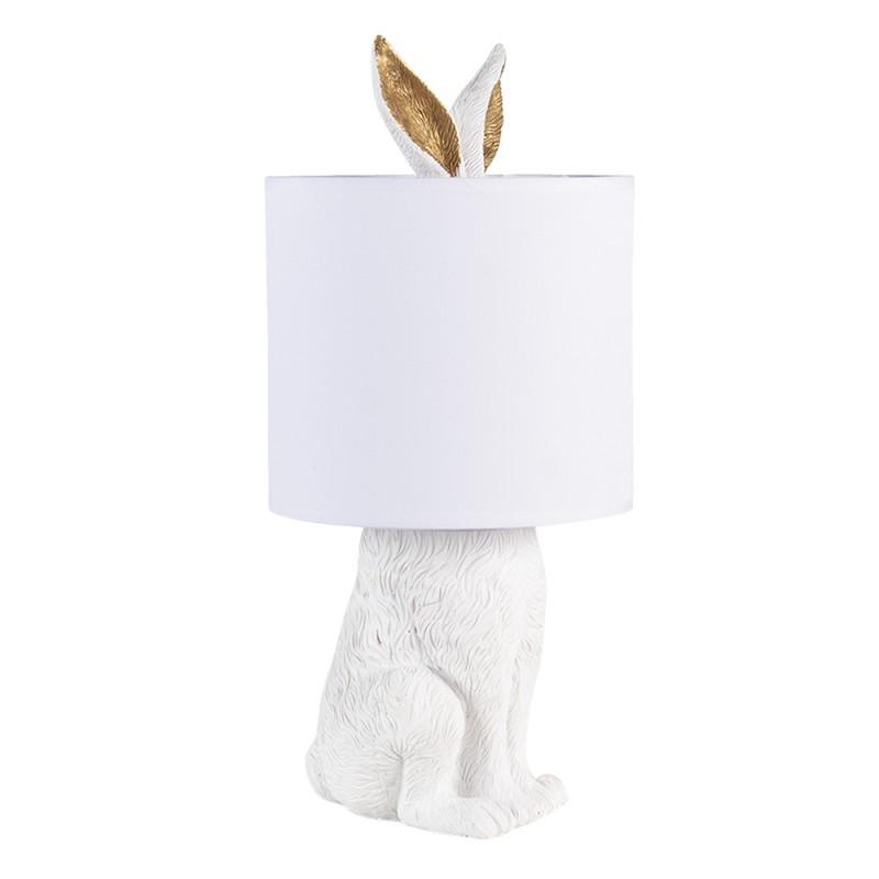 Bílá stolní lampa zajíc se zlatýma ušima - Ø 20*45 cm E27/max 1*60W
