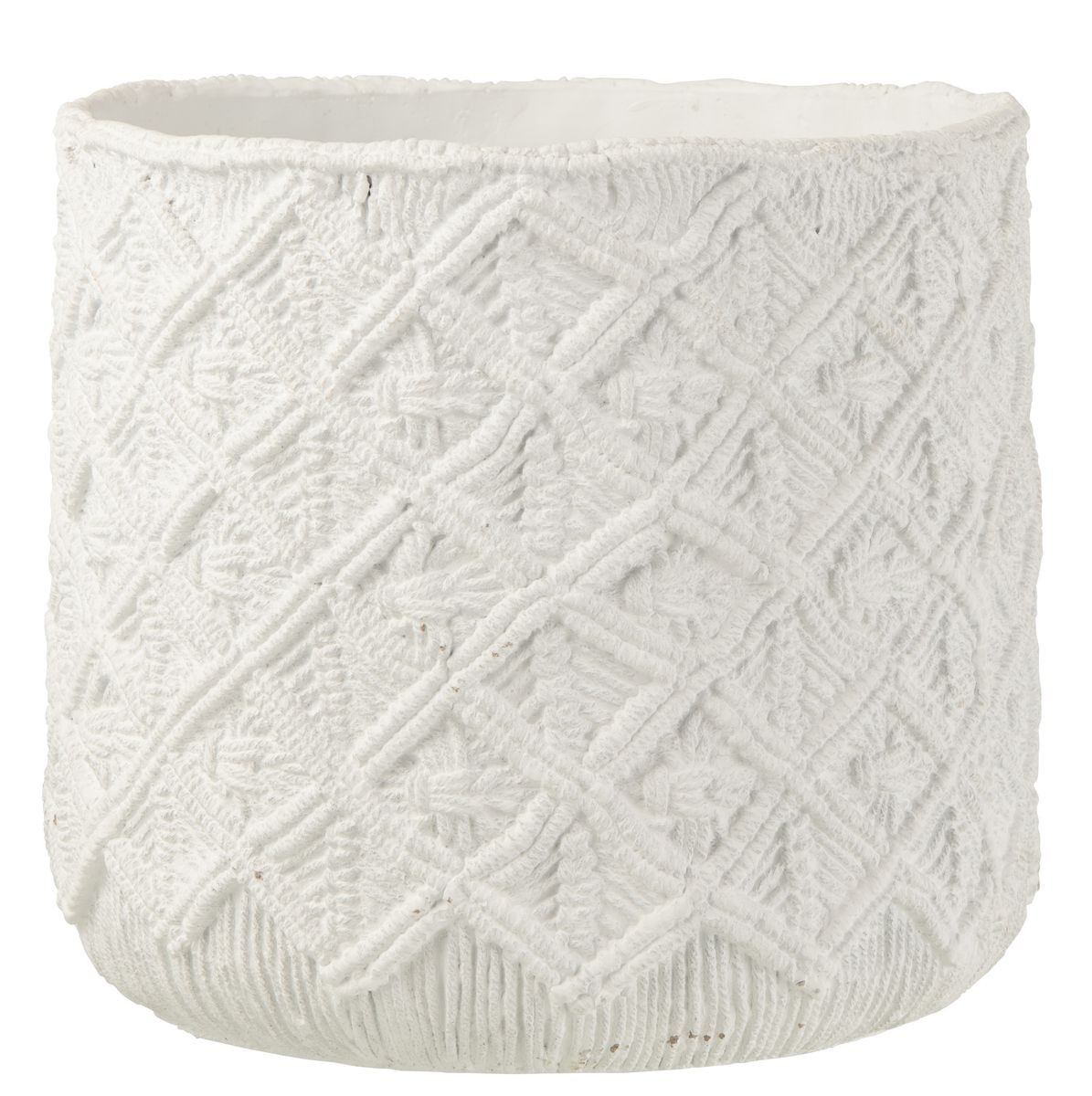 Bílý cementový květináč s drhaným vzorem Scrubb - Ø33*30 cm