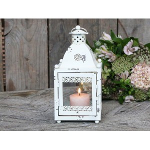 Krémová antik kovová lucerna Lasien - 11*11*24cm