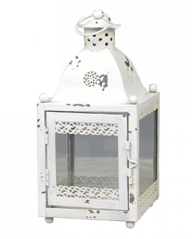 Krémová antik kovová lucerna Lasien - 11*11*24cm