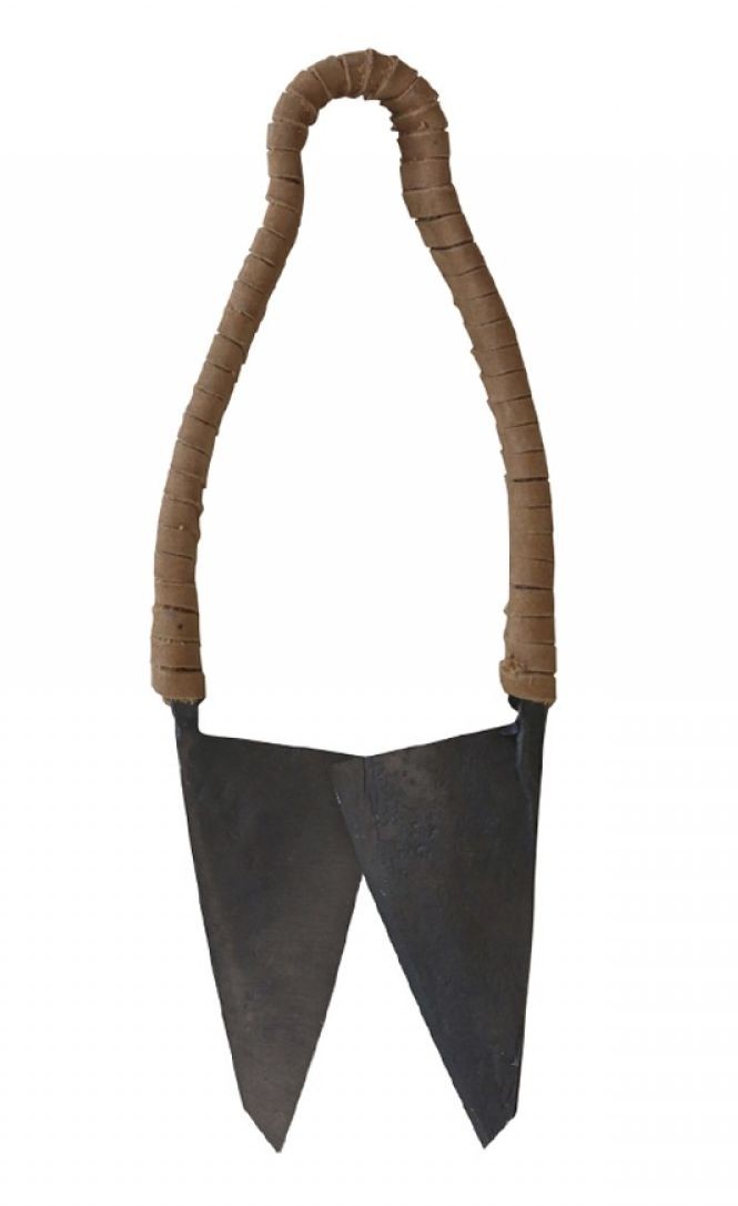Dekorační retro nůžky omotané kůží - 6*23cm