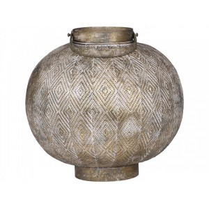 Champagne antik kovová kulatá lucerna Stion - Ø24 *25 cm