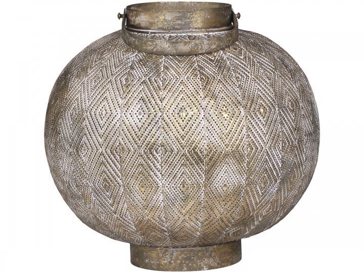 Champagne antik kovová kulatá lucerna Stion - Ø24 *25 cm