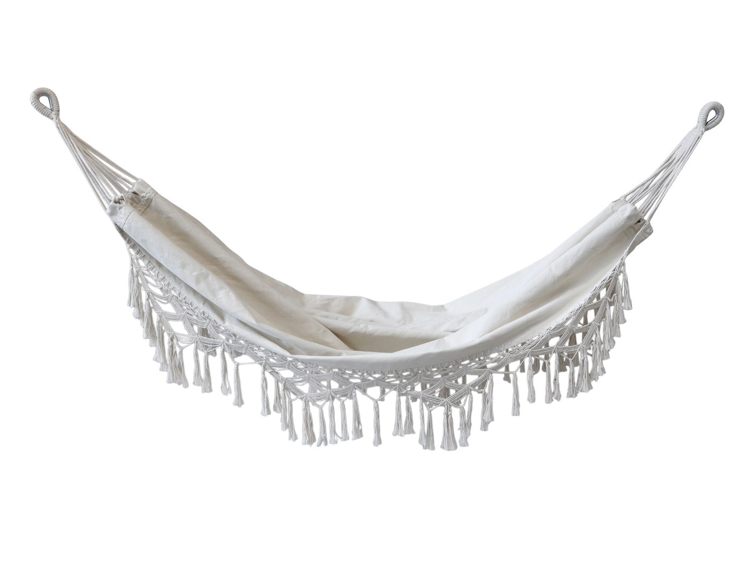 Béžová režná bavlněná hamaka se střapci Hammock - 150*245 cm