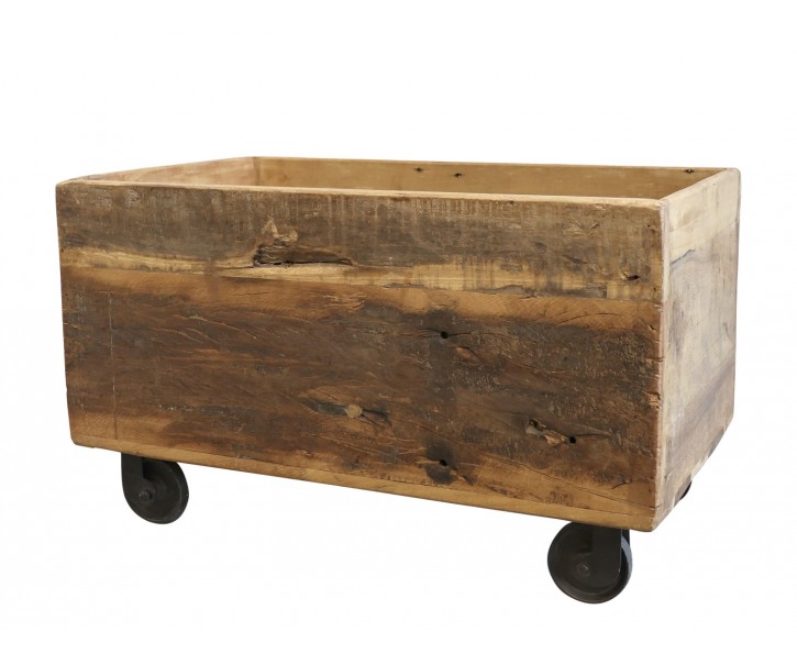 Dřevěná retro bedna na kolečkách Unique - 50*30*35 cm