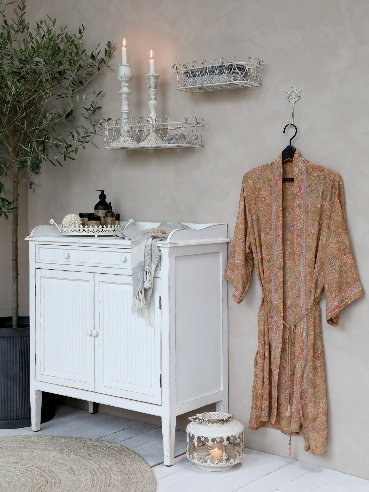 Lososové kimono / župan s květovaným vzorem Floral Print - one size