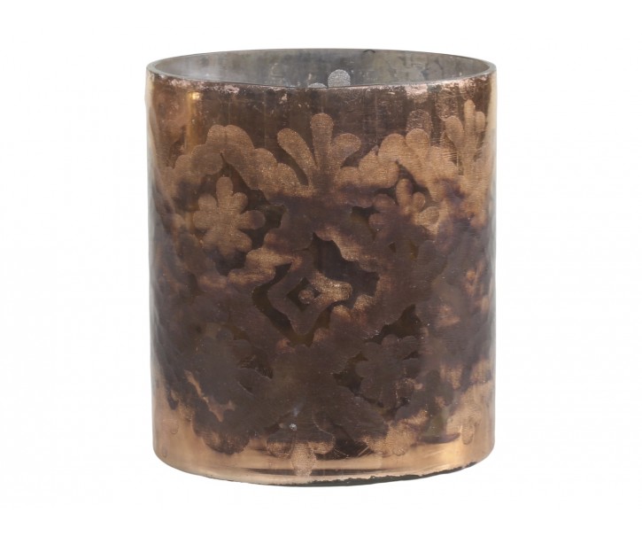 Mocca antik skleněný svícen na čajovou svíčku Grindi - Ø 10*12 cm
