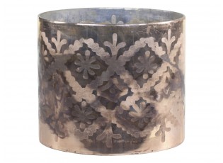 Mocca antik skleněný svícen na čajovou svíčku Grindi - Ø 20*17 cm