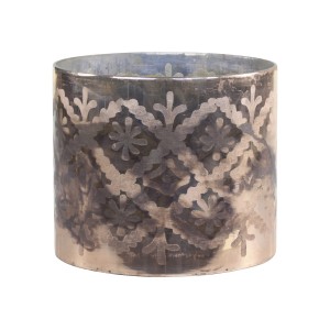 Mocca antik skleněný svícen na čajovou svíčku Grindi - Ø 20*17 cm