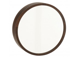 Hnědé nástěnné otevírací zrcadlo s poličkami Conie - Ø 60*13 cm