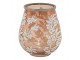 Béžovo-hnědý skleněný svícen na čajovou svíčku s květy Teane - Ø 16*19 cm