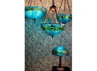 Modrá stolní lampa Tiffany s vážkami Vie blue - Ø 41*57 cm E27/max 2*40W