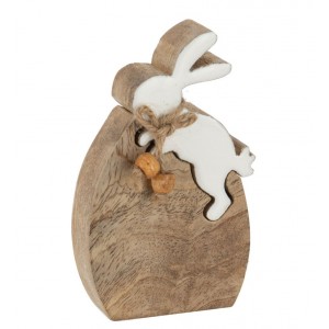 Dřevěná velikonoční dekorace Vajíčko se zajíčkem - 11*2,5*7 cm