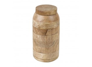 Dřevěná dekorativní dóza s víčkem z mangového dřeva Manua - Ø15*30 cm