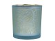 Modro stříbrný skleněný svícen s ornamenty Paisley vel.S - Ø 7*8cm