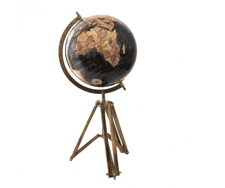 Černý dekorativní glóbus na dřevěné trojnožce Globe - 28*26*57 cm