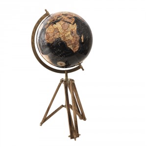 Černý dekorativní glóbus na dřevěné trojnožce Globe - 28*26*57 cm