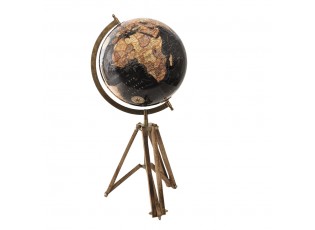 Černý dekorativní glóbus na dřevěné trojnožce Globe - 28*26*57 cm