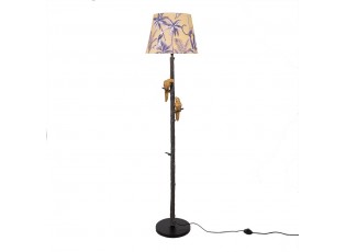 Černá stojací lampa se zlatými papoušky Floral papagai - Ø 37*165 cm/ E27