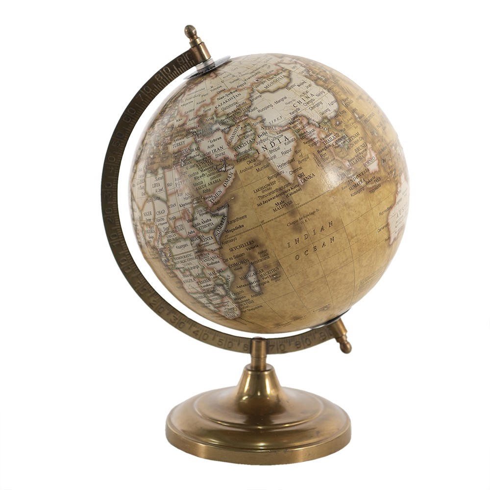 Hnědý dekorativní glóbus na kovovém podstavci Globe - 22*22*33 cm 64905