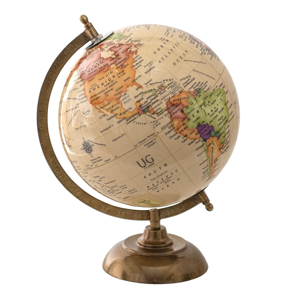 Levně Béžový dekorativní glóbus na dřevěném podstavci Globe - 22*22*33 cm 64912