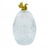 Skleněná dóza ve tvaru vejce se zlatou veverkou - Ø 10*18 cm Barva: Transparentní, zlatáMateriál: skloHmotnost: 0,583 kg