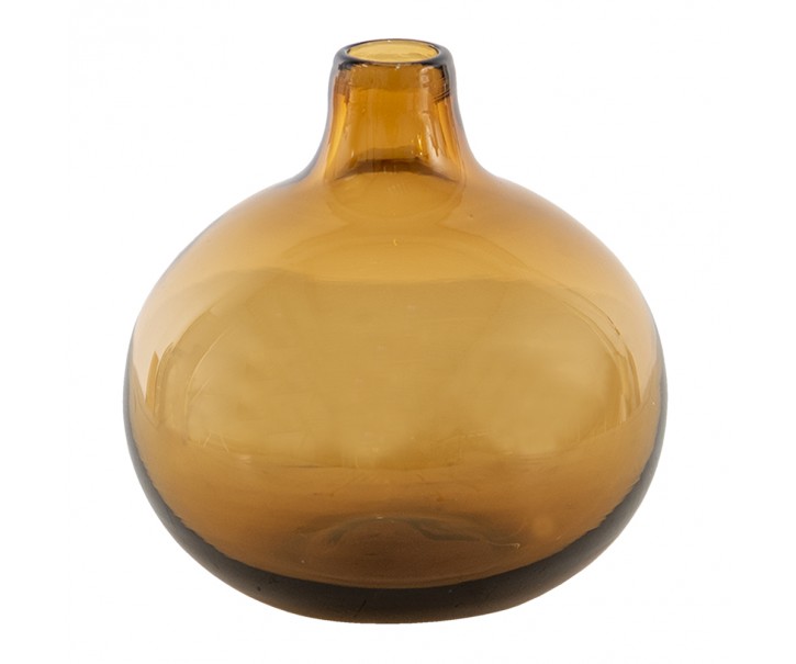 Hnědá skleněná váza s úzkým hrdlem - Ø 11*11 cm