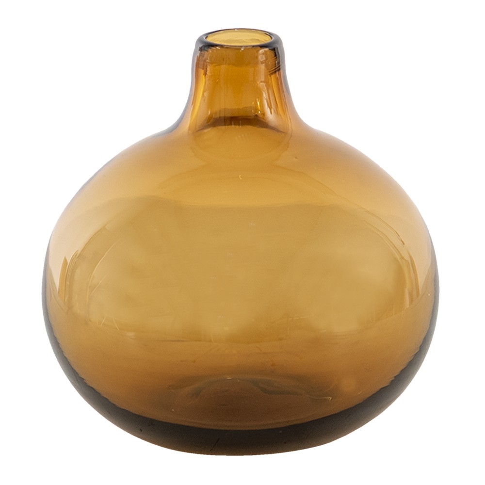 Hnědá skleněná váza s úzkým hrdlem - Ø 11*11 cm 6GL3453