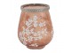 Béžovo-hnědý skleněný svícen na čajovou svíčku s květy Teane - Ø 9*10 cm