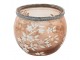 Béžovo-hnědý skleněný svícen na čajovou svíčku s květy Teane - Ø10*8 cm