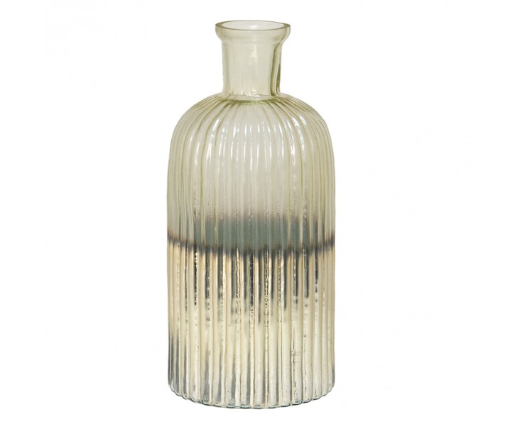 Skleněná váza s vroubky se rtuťovým efektem - Ø 10*22 cm Clayre & Eef