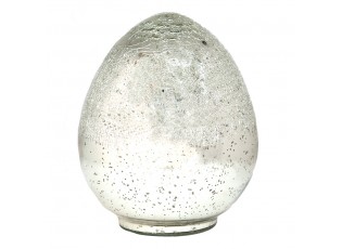 Stříbrné dekorativní vejce s popraskanou strukturou - 14*14*18 cm