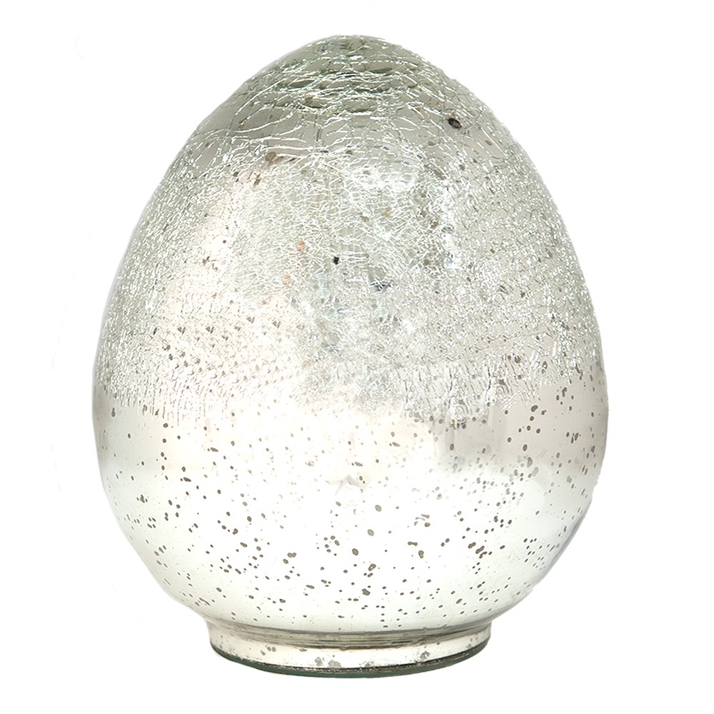 Levně Stříbrné dekorativní vejce s popraskanou strukturou - 14*14*18 cm 6GL3529L
