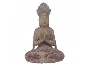 Hnědo -červená dekorace socha Buddha - 28*20*41 cm