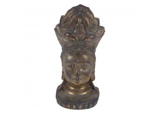 Šedo-zlatá dekorace socha hlava Buddha - 11*9*22 cm