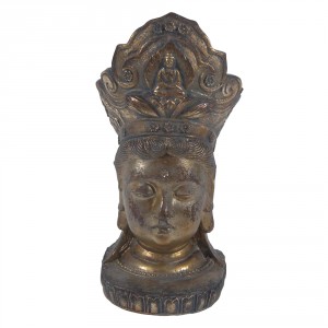 Šedo-zlatá dekorace socha hlava Buddha - 11*9*22 cm