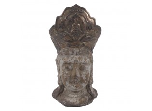Hnědo-zlatá dekorace socha hlava Buddha - 12*9*22 cm