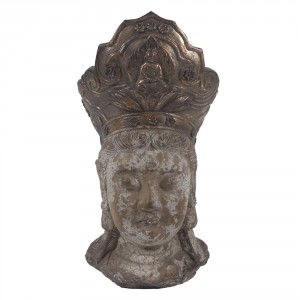 Hnědo-zlatá dekorace socha hlava Buddha - 12*9*22 cm