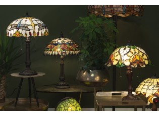 Stolní lampa Tiffany Yellow Garden - Ø 40*50 cm 2x E27