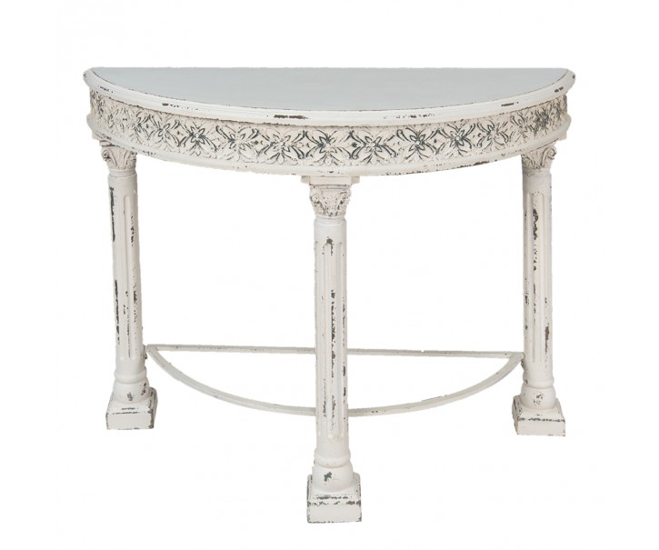 Krémový antik konzolový stolek v romantickém stylu Rim - 120*49*86 cm