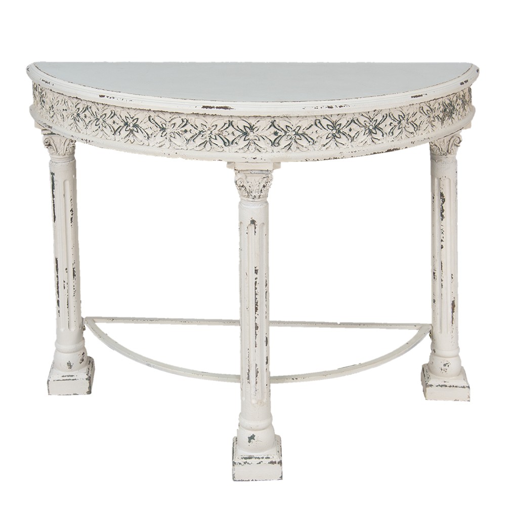 Krémový antik konzolový stolek v romantickém stylu Rim - 120*49*86 cm 50603