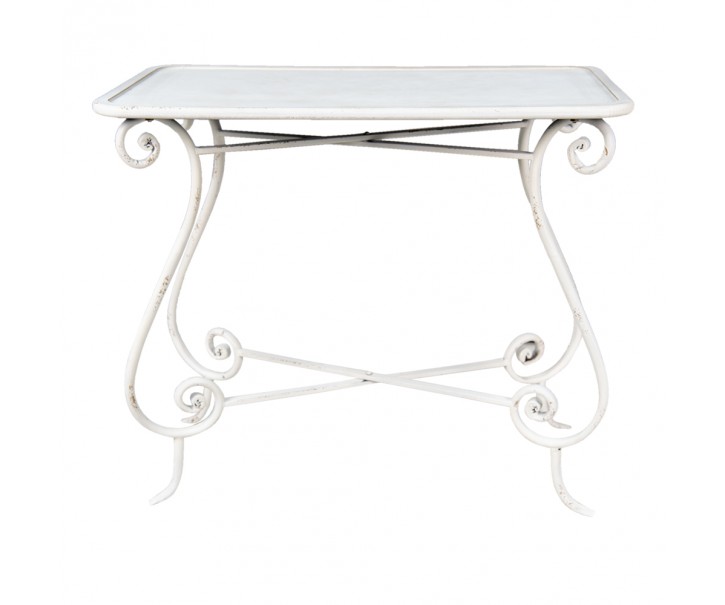 Bílý antik kovový odkládací stolek Finne - 90*48*79 cm