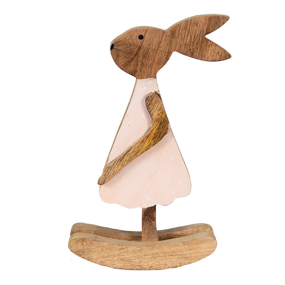 Dřevěná dekorace králíčí dívka v šatičkách L - 17*7*30 cm Clayre & Eef