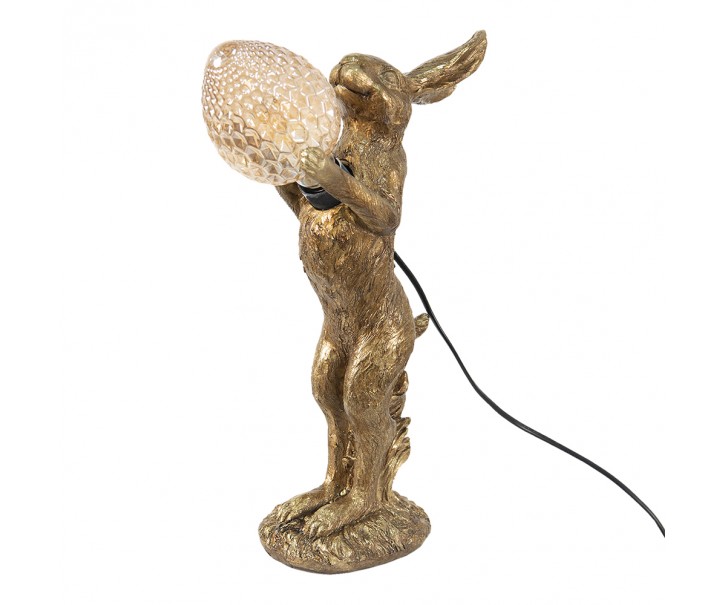 Zlatá stolní lampa s dekorací králíka Rabbien - 12*24*41 cm
