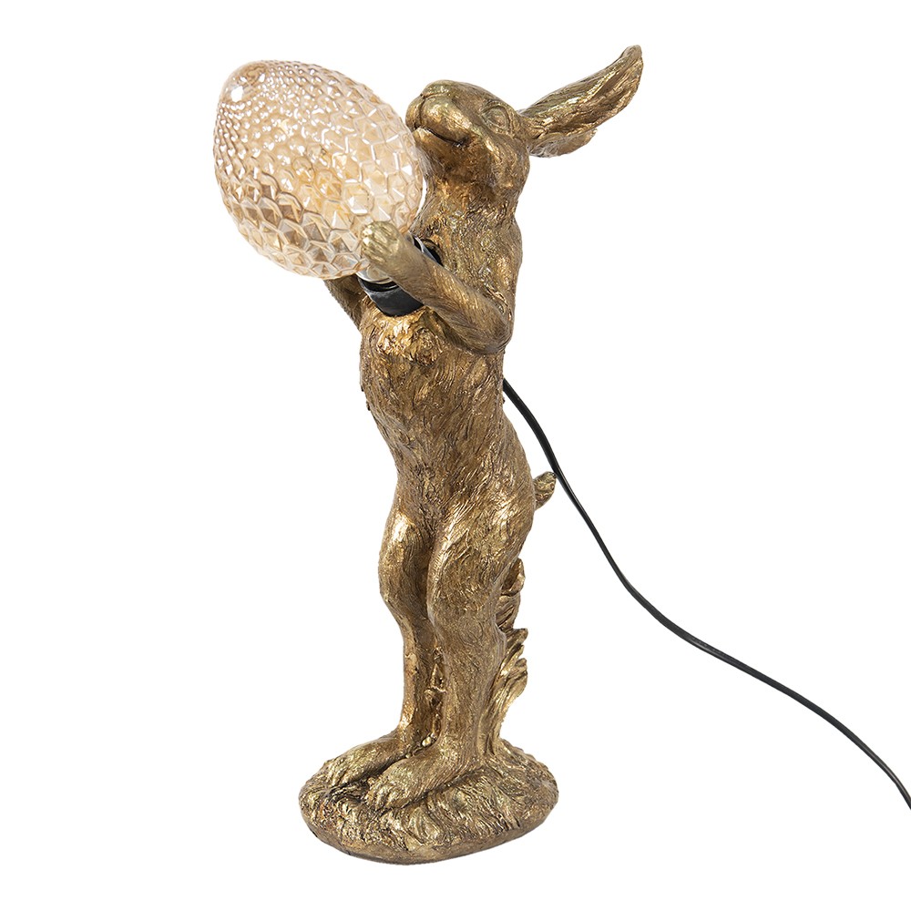 Zlatá stolní lampa s dekorací králíka Rabbien - 12*24*41 cm Clayre & Eef