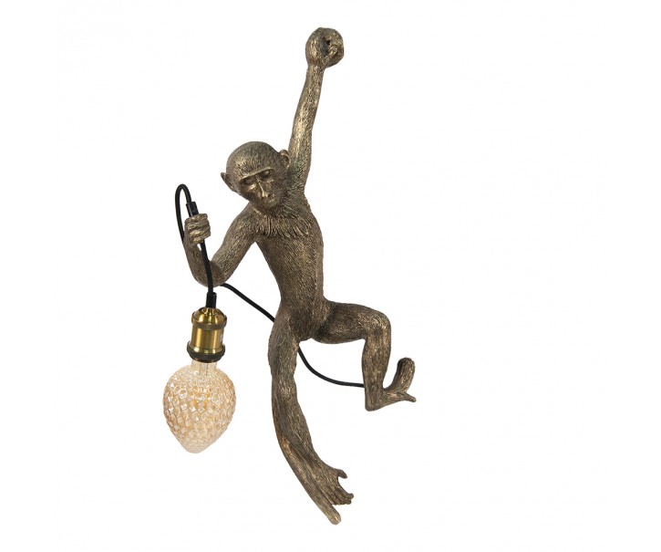 Zlatá antik nástěnná lampa opice Monkey gold - 27*30*66 cm