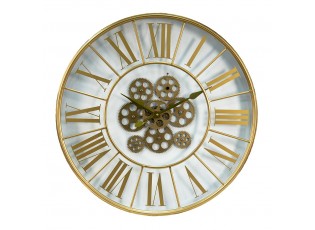 Zlaté skleněné nástěnné hodiny s ozubenými kolečky - Ø 60*8 cm /1*AA