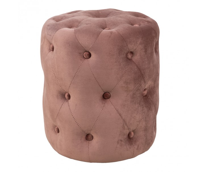 Růžový kulatý sametový sedák s knoflíky Butt - Ø 40*45 cm